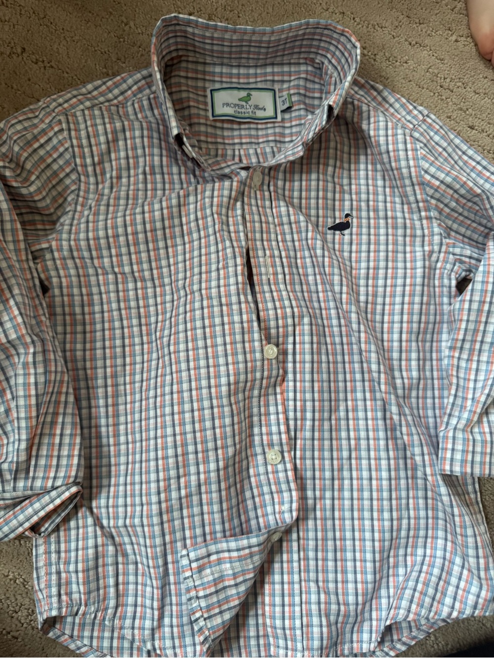 Properly Tied Multi-Stripe Plaid Button-Down Shirt - Blue & Coral